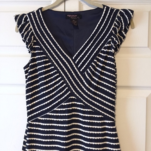 Signature by Robbie Bee Dresses & Skirts - Signature By Robbie Bee | Navy White Petite Medium